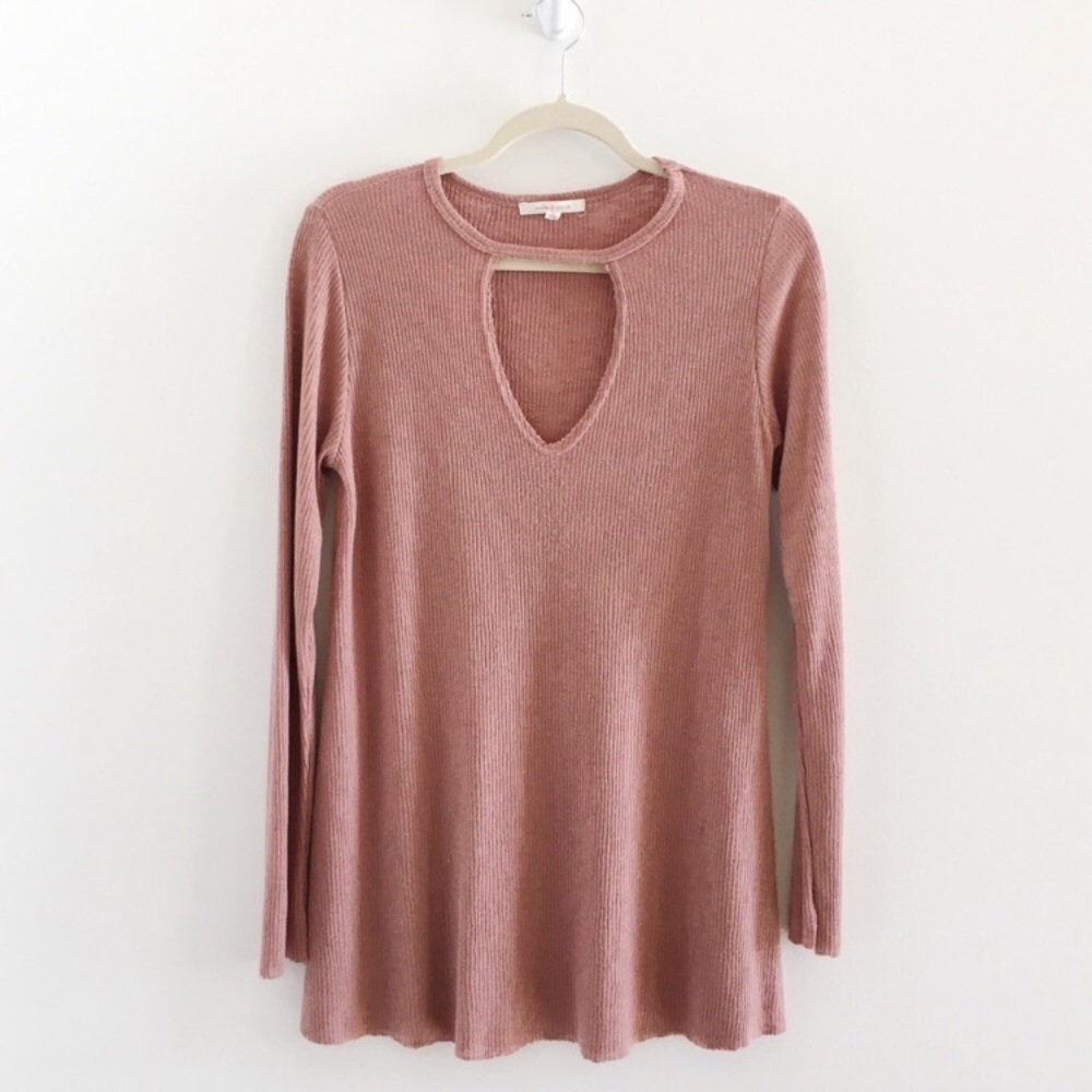 Anthropologie Blush Pink Keyhole Cutout Tee